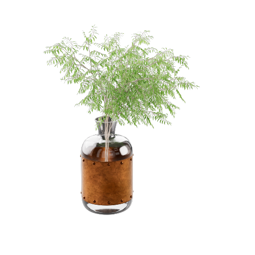 Glass Metal Vase With Plant