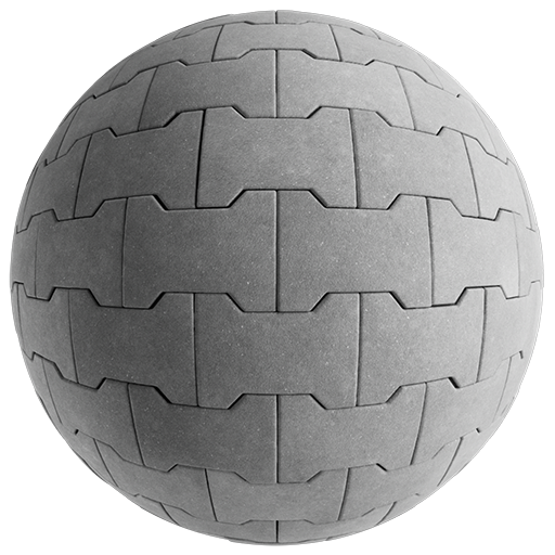Concrete Tiles Interlocking 001 Grey 500cm Disp 0.75cm
