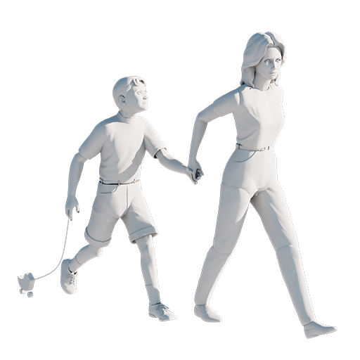 Woman & Boy Walking - Zygote