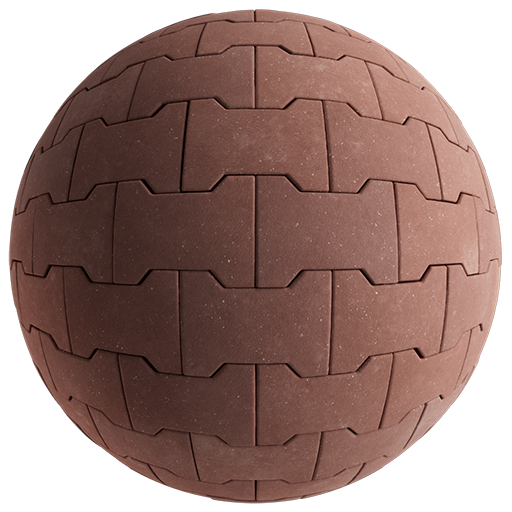 Concrete Tiles Interlocking 001 Red 500cm Disp 0.75cm
